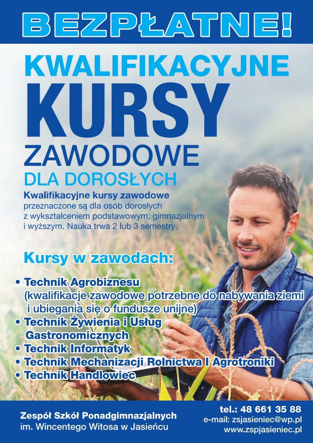 Kursy kwalifikacyjne dla dorosłych w ZSP Jasieniec