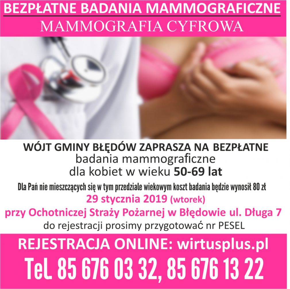 Zapraszamy na bezpłatną mammografię